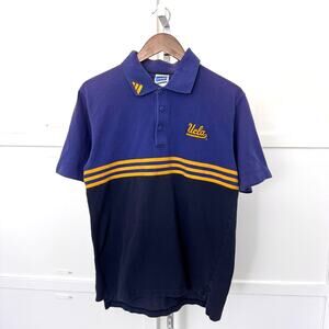 vintage adidas ucla polo shirt blue yellow size s oversized